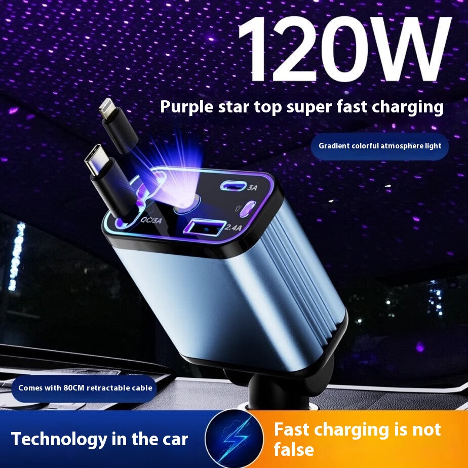 Retractable Car Charger with LED Lighting